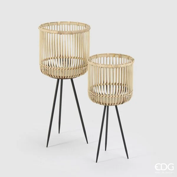 EDG Enzo De Gasperi Cesto Bamboo Tripode 2 Pz Colore Natural
