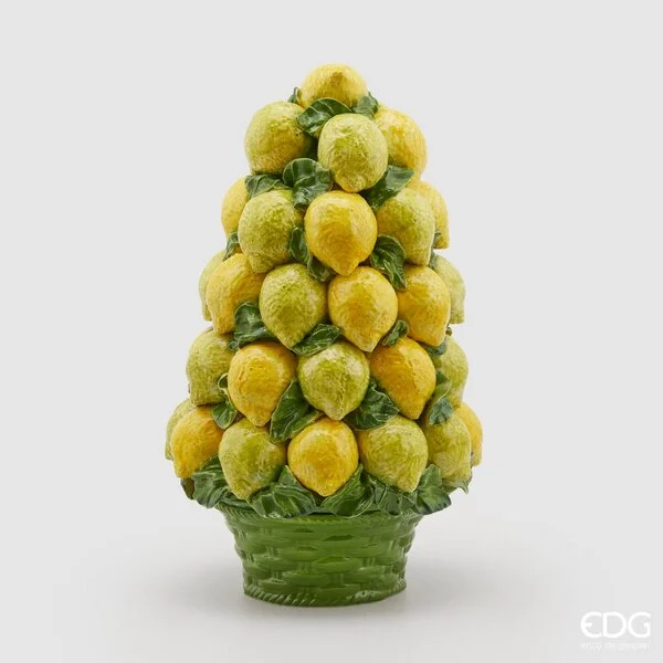 EDG Enzo De Gasperi Cono Limoni con Cesto H 47 Cm D 28 Cm Colore Giallo e Verde