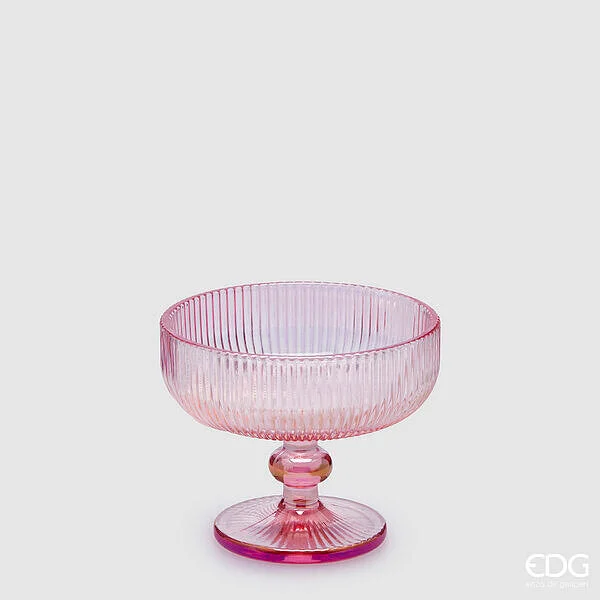 EDG Enzo De Gasperi Coppa Righe H  10 Cm D 12 Cm Colore Rosa 4 Pz