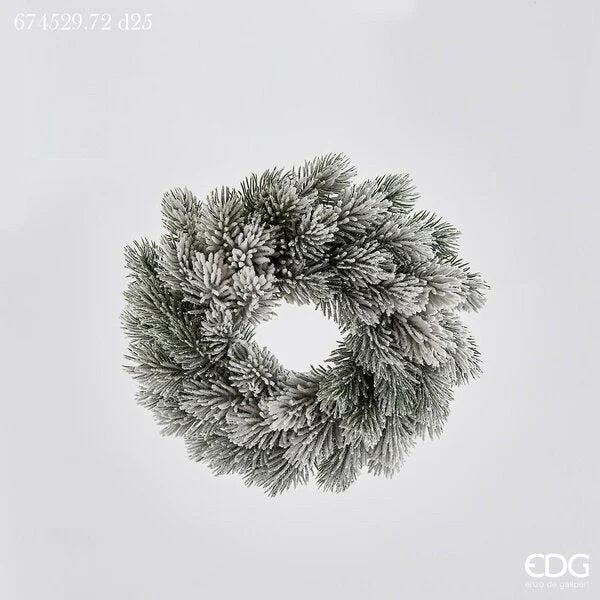 EDG Enzo De Gasperi Corona Natale Pino Innevata D 25 Cm White Green