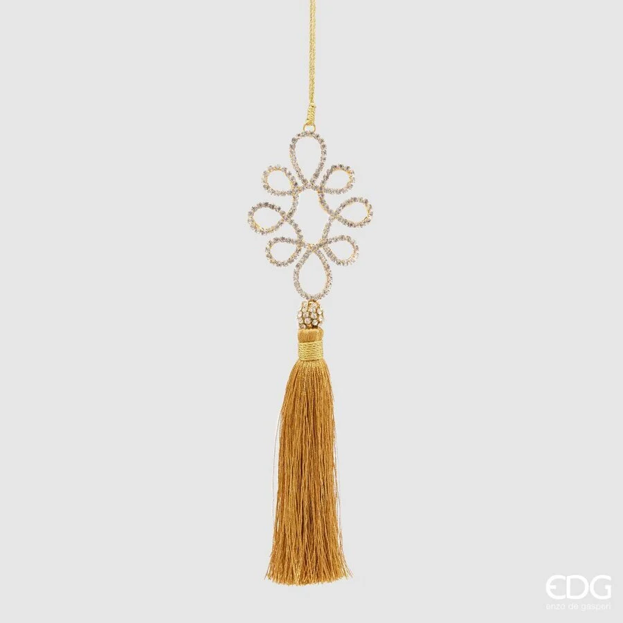 EDG Enzo De Gasperi Decorazione Natale Asole Diamanti con Nappa H 21 Cm Amber 1 Pz