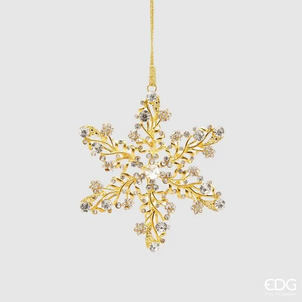 EDG Enzo De Gasperi Decorazione Natale FioccoNeve Gemme Vetro D 10 Cm Gold