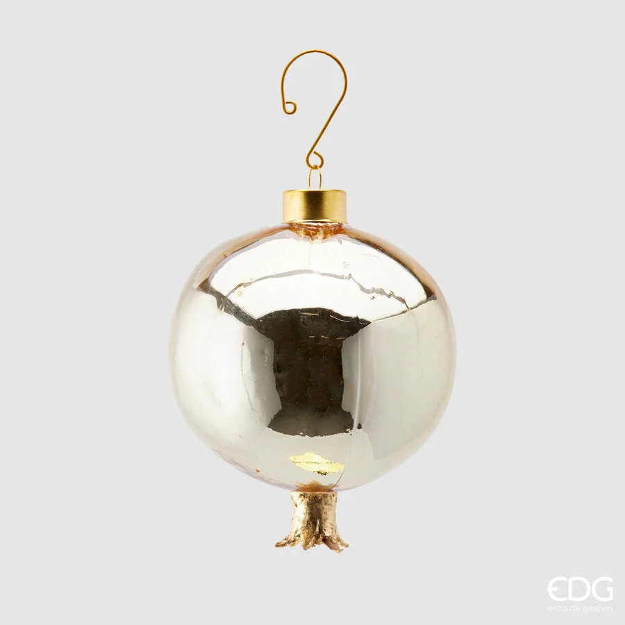 EDG Enzo De Gasperi Decorazione Natale Melograno Vetro D 10 Cm Gold 1 Pz