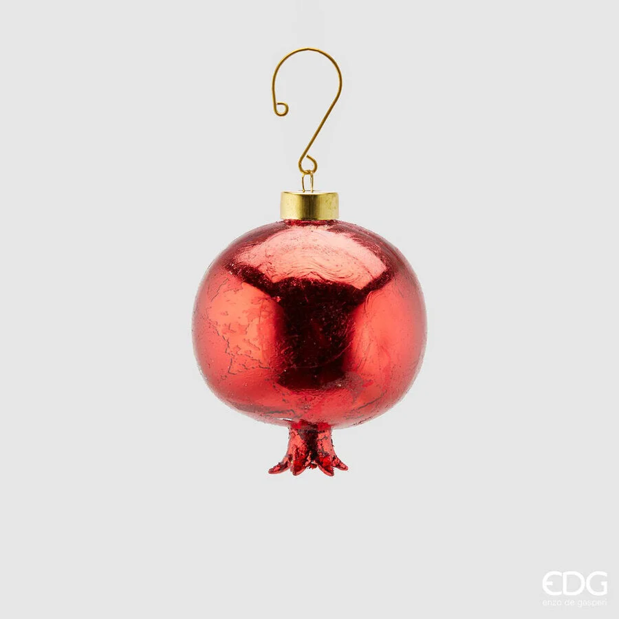 EDG Enzo De Gasperi Decorazione Natale Melograno Vetro D 8 Cm Rosso 1 Pz