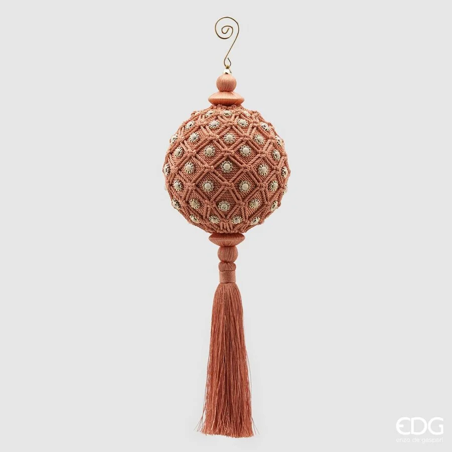 EDG Enzo De Gasperi Decorazione Natale Nappa Intrecci H 36 Cm D 12 Cm Light Peach 1 Pz