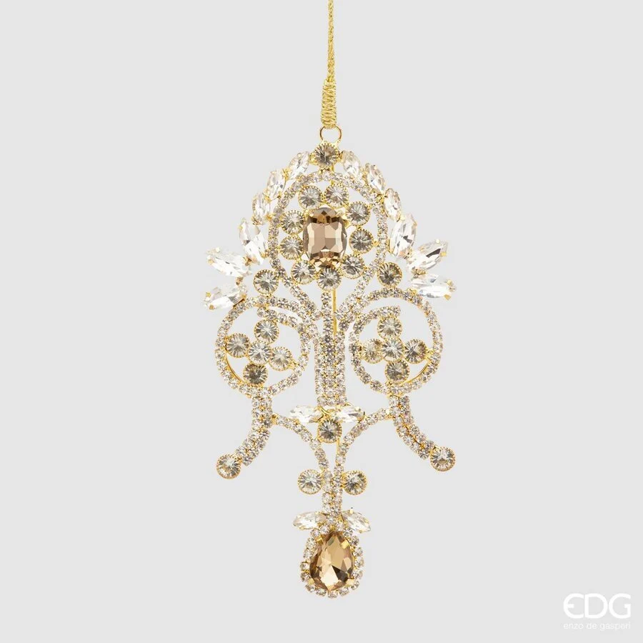 EDG Enzo De Gasperi Decorazioni Natale Gemme Vetro Damasco H 13 Cm Amber 1 Pz