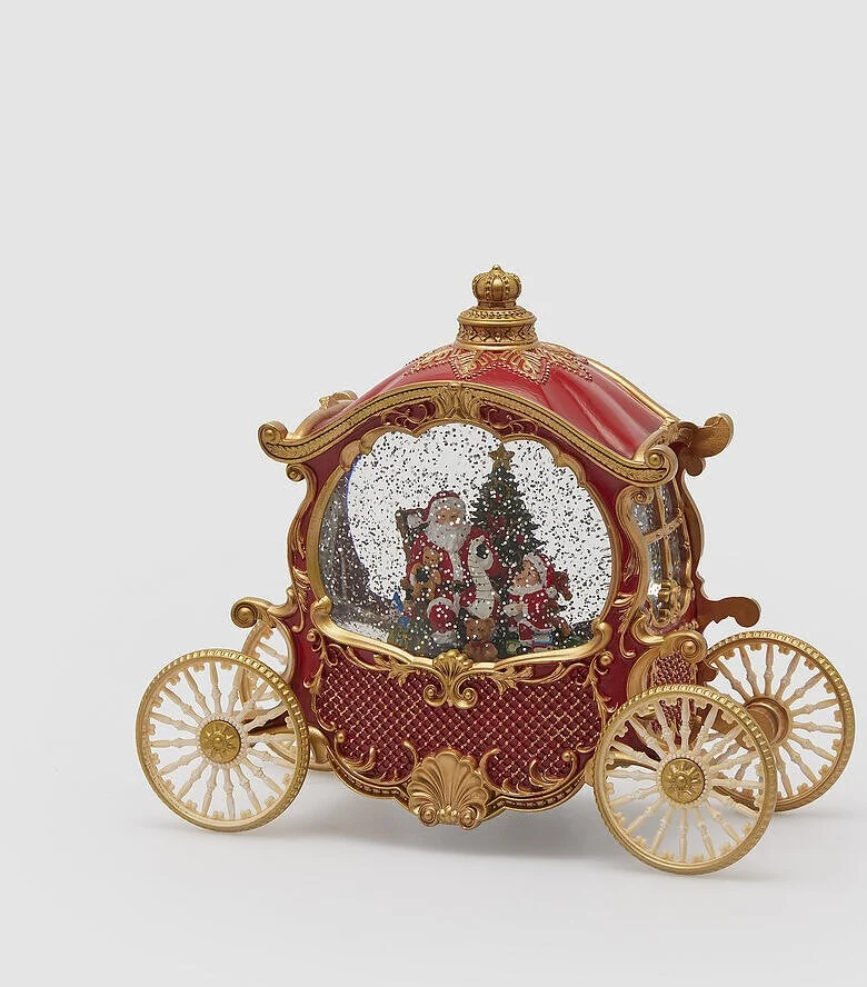 EDG Enzo De Gasperi Decoro Natale Carrozza H 23 Cm L 26 Cm L 11,5 Cm Musica Led Red Gold