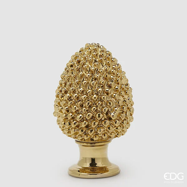 EDG Enzo De Gasperi Decoro Natale Pigna H 33 Cm D 20 Cm Colore Gold