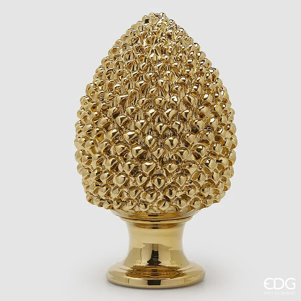 EDG Enzo De Gasperi Decoro Natale Pigna H 40 Cm D 24 Cm Colore Gold