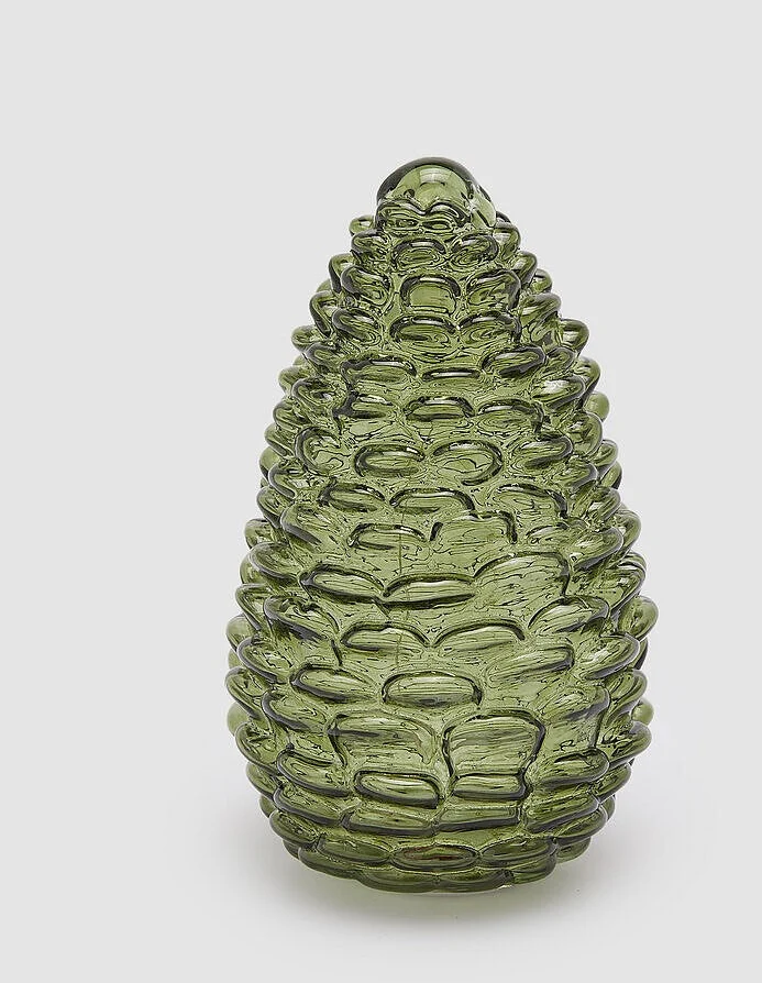EDG Enzo De Gasperi Decoro Natale Pigna Led H 25 Cm D 15 Cm Dark Green