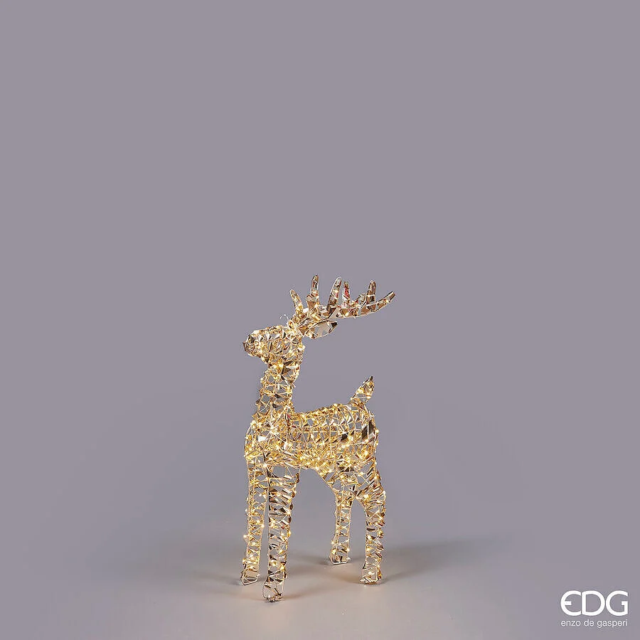 EDG Enzo De Gasperi Decoro Natale Renna Stripes 300 MicroLed H 69 Cm L 37 Cm L 15 Cm Gold
