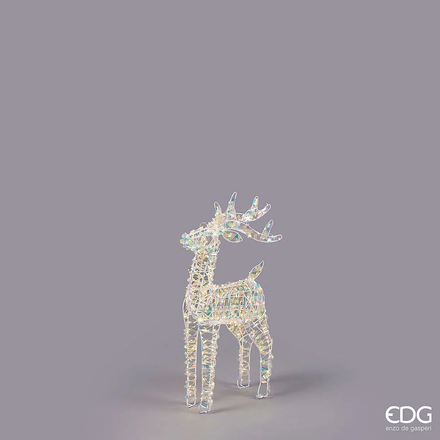 EDG Enzo De Gasperi Decoro Natale Renna Stripes 300 MicroLed H 69 Cm L 37 Cm L 15 Cm Natural