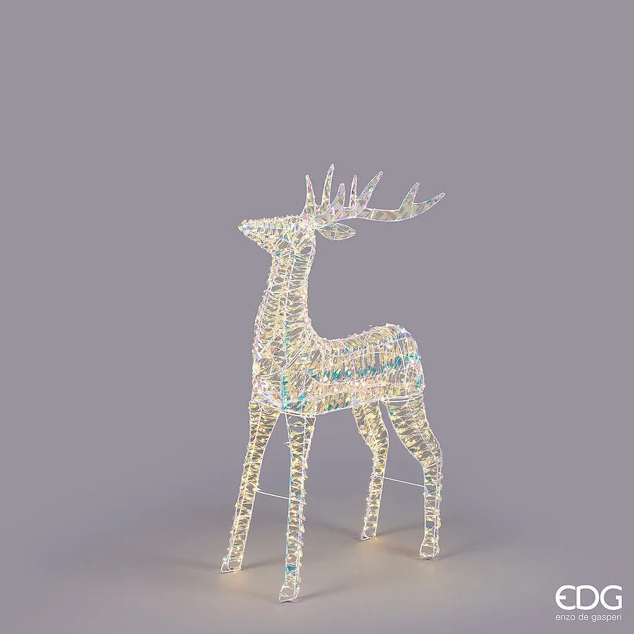 EDG Enzo De Gasperi Decoro Natale Renna Stripes 600 MicroLed H 90 Cm L 50 Cm L 19 Cm Natural