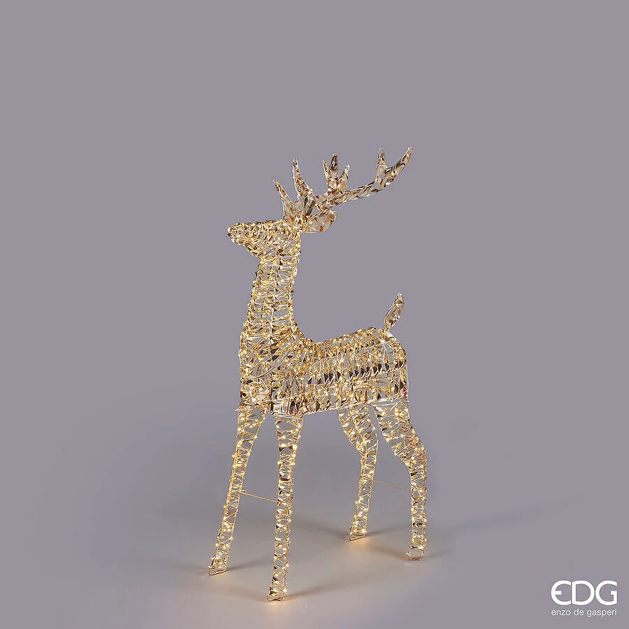 EDG Enzo De Gasperi Decoro Natale Renna Stripes 600 MicroLed H 90 Cm L 50 Cm L 19 Cm Oro