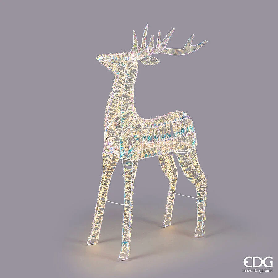 EDG Enzo De Gasperi Decoro Natale Renna Stripes 720 MicroLed H 115 Cm L 64 Cm L 22 Cm Natural
