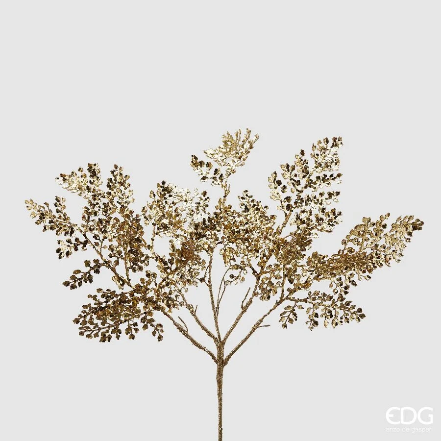 EDG Enzo De Gasperi Felce Metallizzata Natale con Glitter H 46 Cm Gold 1 Pz