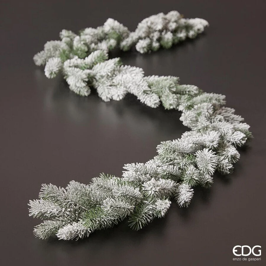 EDG Enzo De Gasperi Festone Natale Pino Innevato H 183 Cm White Green
