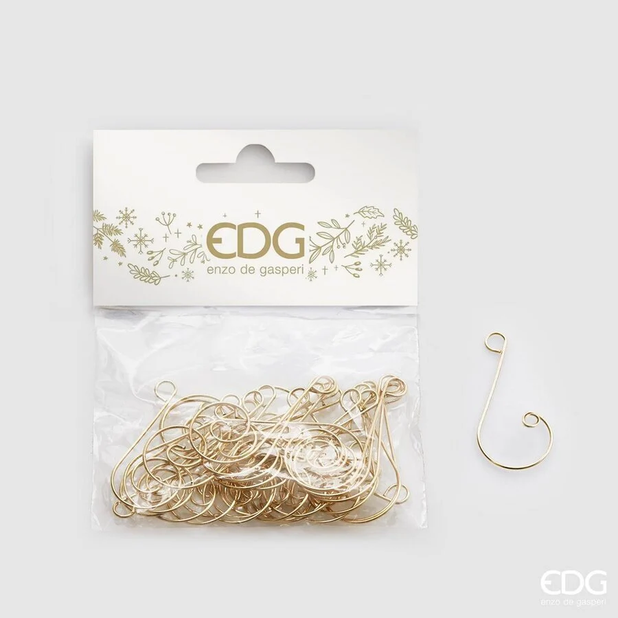 EDG Enzo De Gasperi Gancio per Decori Natale 4 x 2,5 Cm 30 Pz Oro