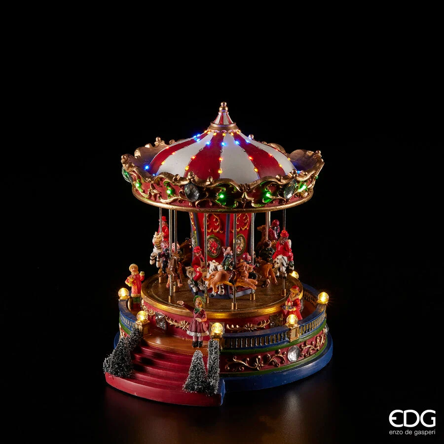 EDG Enzo De Gasperi Giostra Carosello Natale con Led H 25 Cm D 23 Cm Multicolor