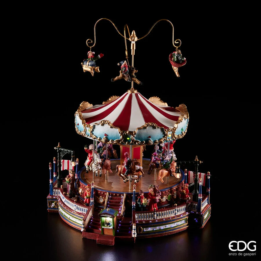 EDG Enzo De Gasperi Giostra Carosello Natale con Led H 35 Cm D 30 Cm Multicolor