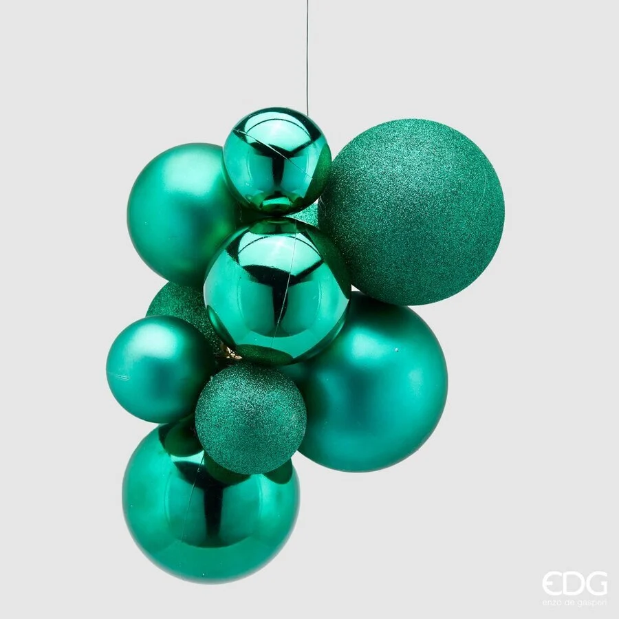 EDG Enzo De Gasperi Grappolo Palla Natale Pvc 10 Pz Green