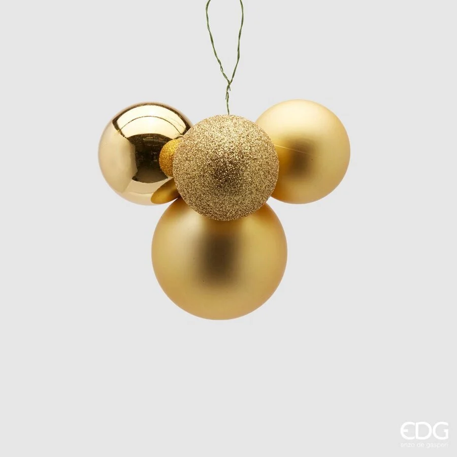 EDG Enzo De Gasperi Grappolo Palla Natale Pvc 4 Pz Gold