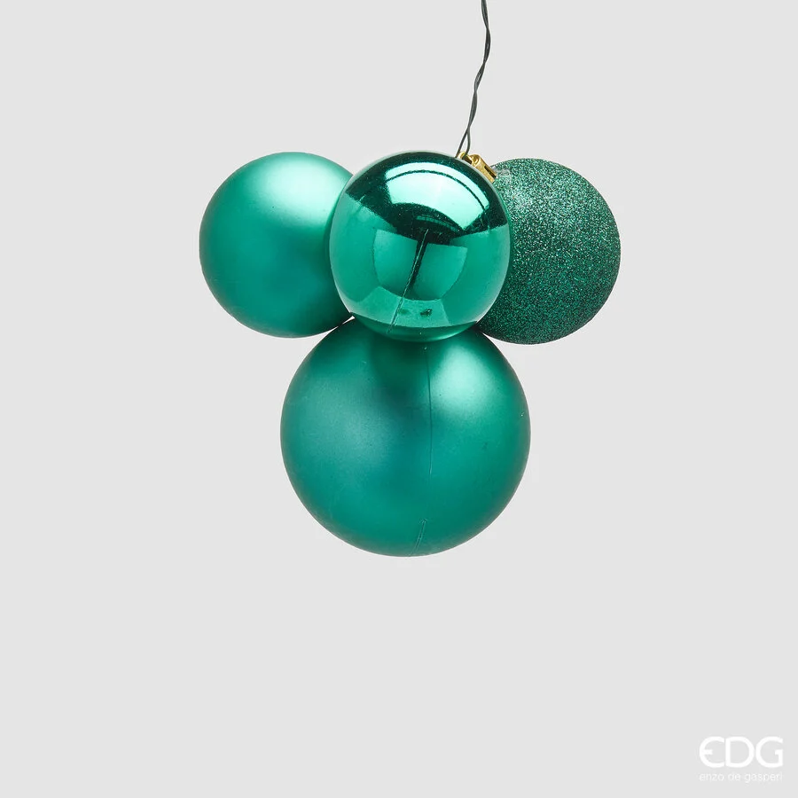 EDG Enzo De Gasperi Grappolo Palla Natale Pvc 4 Pz Green