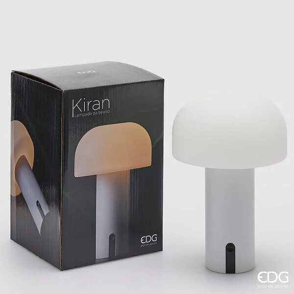 EDG Enzo De Gasperi Lampada Kiran Fungo da Tavolo USB H 22 Cm D 15 Cm Bianco