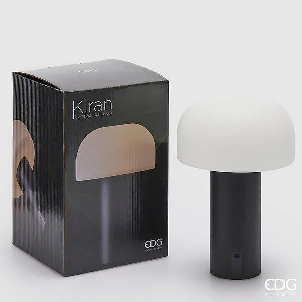 EDG Enzo De Gasperi Lampada Kiran Fungo da Tavolo USB H 22 Cm D 15 Cm Nero