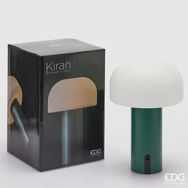 EDG Enzo De Gasperi Lampada Kiran Fungo da Tavolo USB H 22 Cm D 15 Cm Verde
