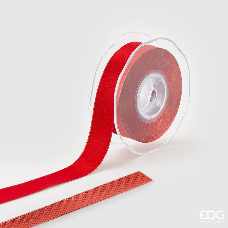 EDG Enzo De Gasperi Nastro Natale Classic 25 Mm 10 Mt 2 - Face Rosso