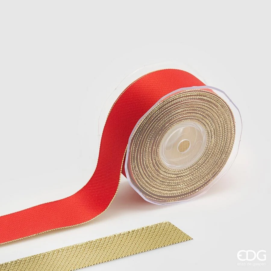 EDG Enzo De Gasperi Nastro Natale Classic 40 Mm 10 Mt 2 - Face Rosso Oro