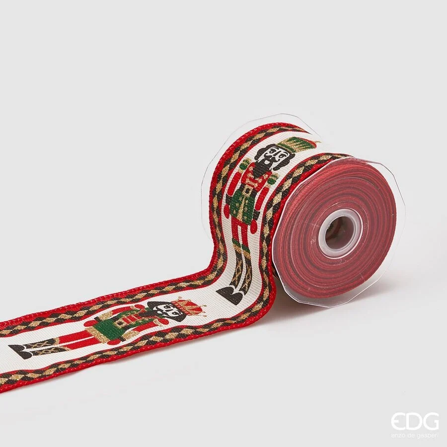 EDG Enzo De Gasperi Nastro Natale con Soldatino H 65 Mm 10 Mt Verde Rosso