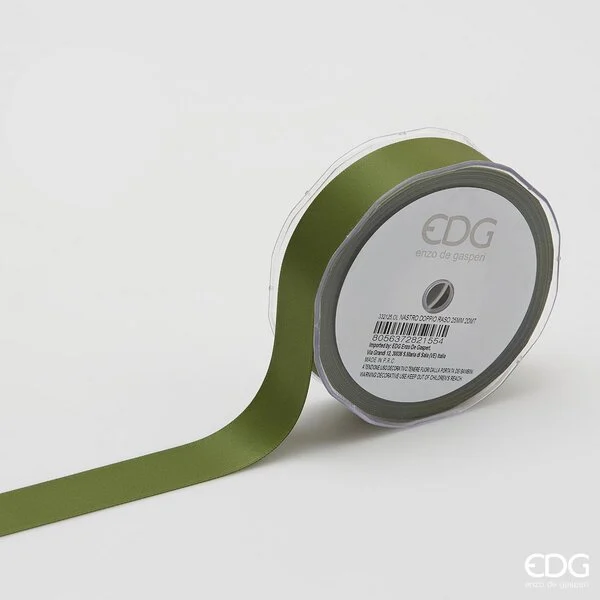 EDG Enzo De Gasperi Nastro Raso Doppio 25 Mm 20 Mt Colore Oliva