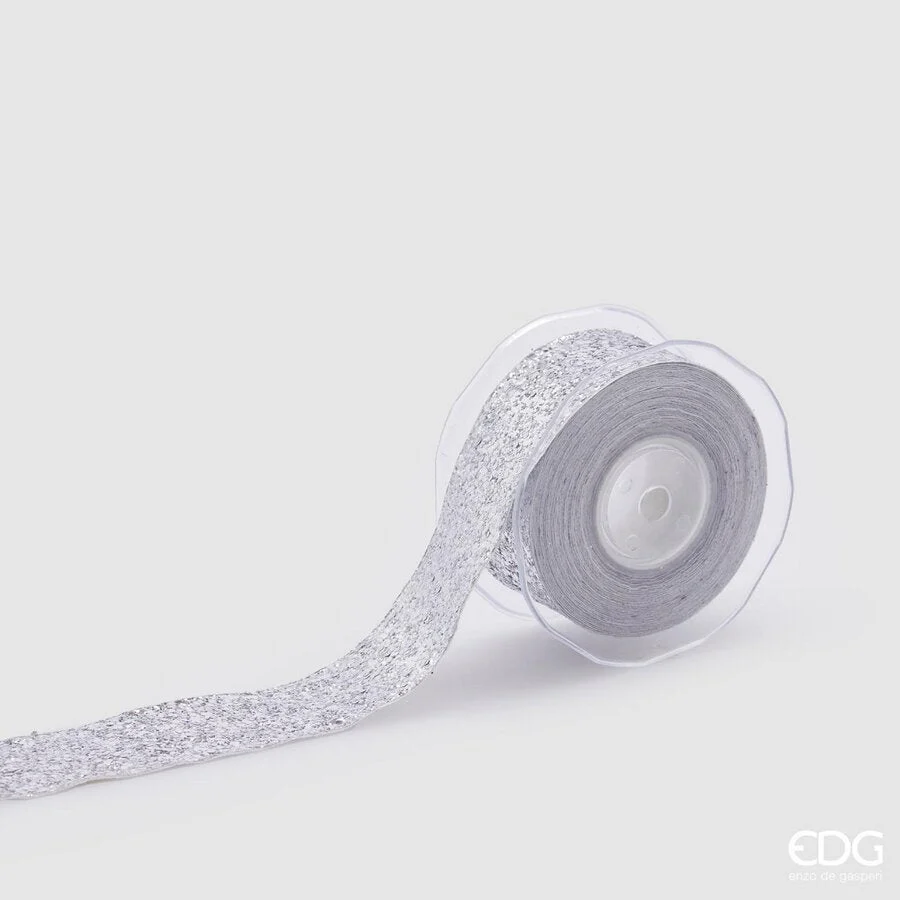 EDG Enzo De Gasperi Nastro Natale Shineglitt H 38 Mm 10 Mt Silver