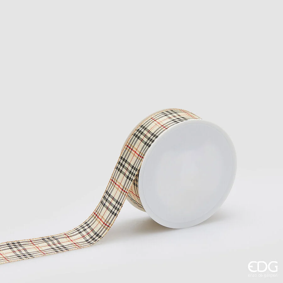 EDG Enzo De Gasperi Nastro Tartan H 4 Cm 20 Mt Red Crema