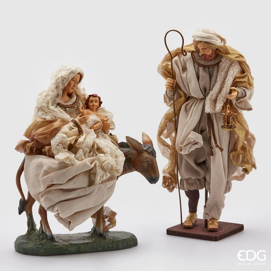 EDG Enzo De Gasperi Natività Natale con Mulo H 36 Cm Ivory Gold