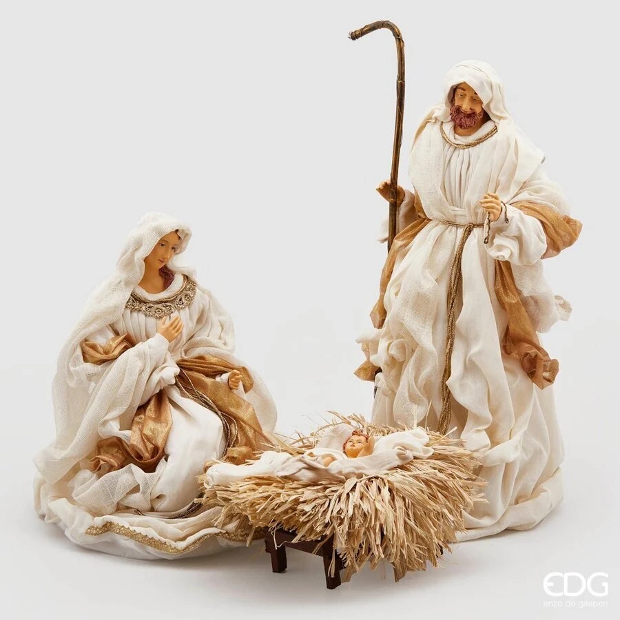 EDG Enzo De Gasperi Natività Natale King H 70 Cm 3 Personaggi Bianco Avorio