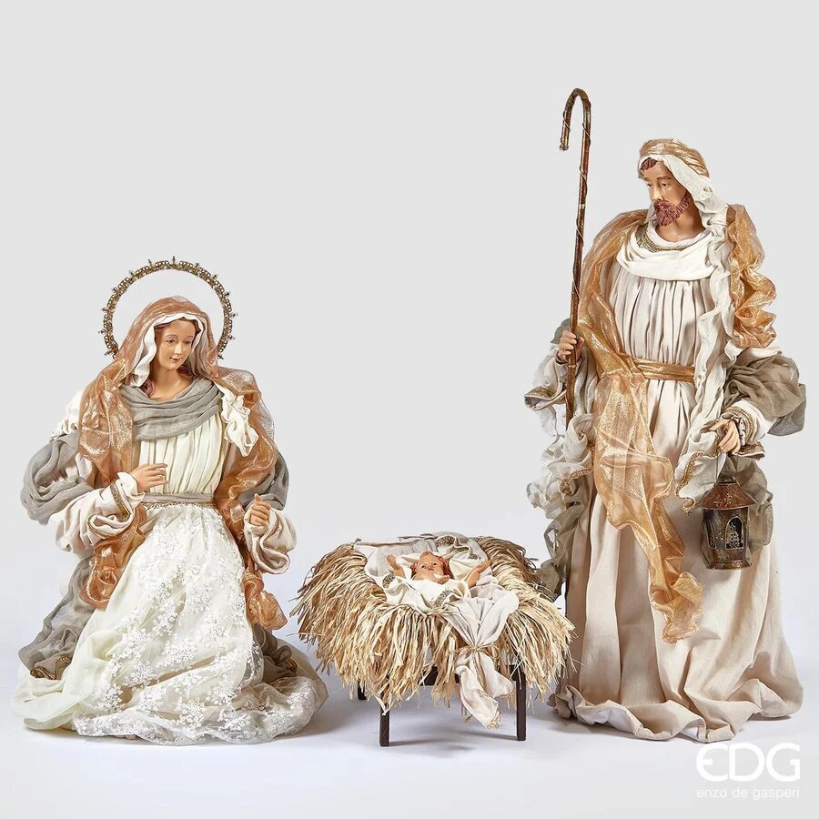 EDG Enzo De Gasperi Natività Natale Tessuto H 108 Cm 3 Personaggi Multicolor