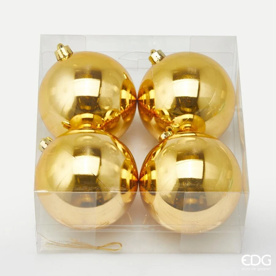 EDG Enzo De Gasperi Palla Natale Poly D 10 Cm Lucida Gold Cf 4 Pz