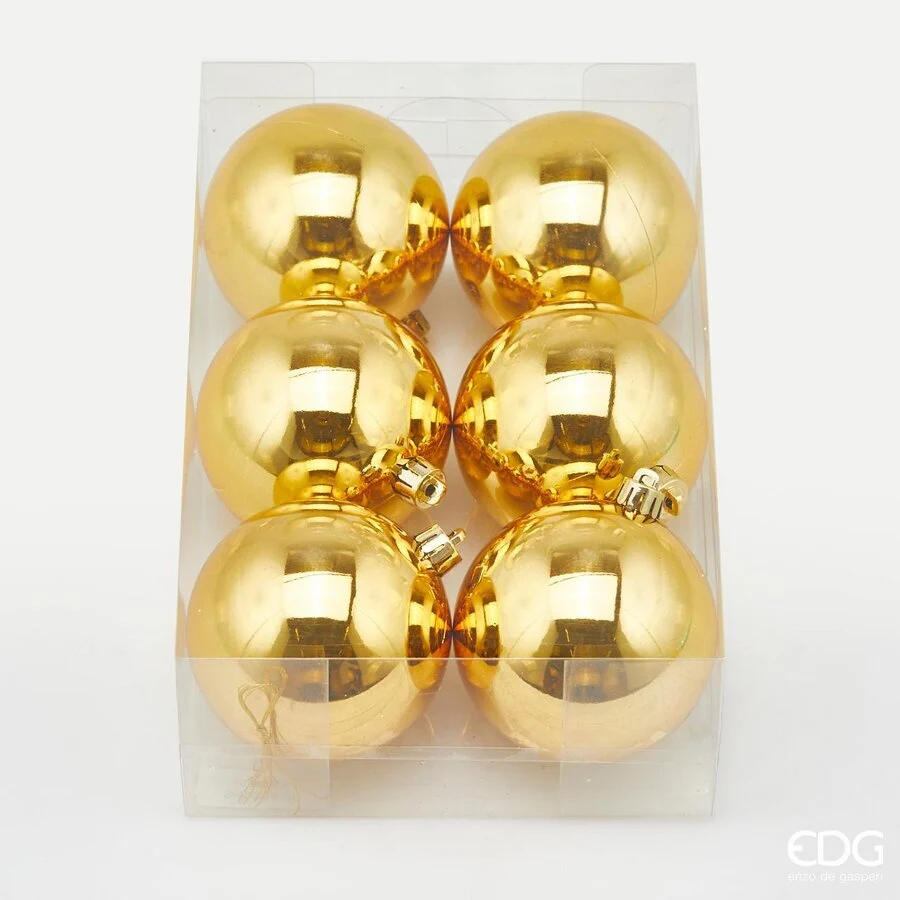 EDG Enzo De Gasperi Palla Natale Poly D 8 Cm Lucida Gold Cf 6 Pz