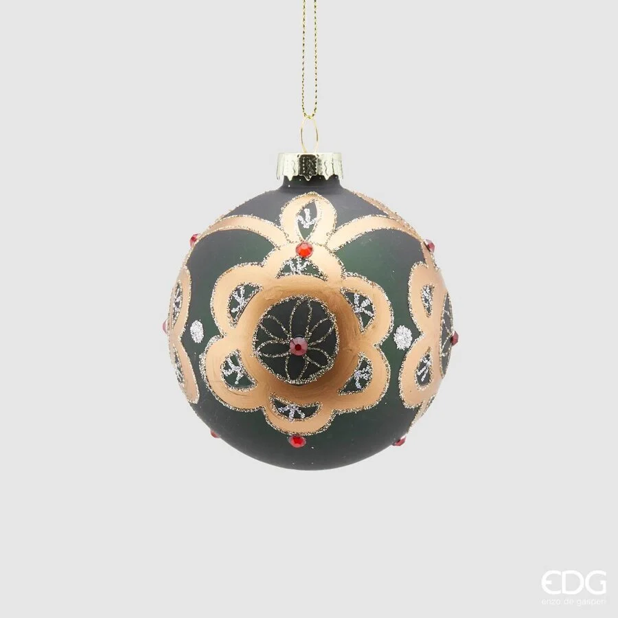 EDG Enzo De Gasperi Palla Natale Vetro Flor D 8 Cm Green 1 Pz