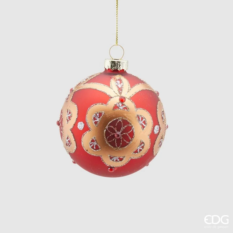 EDG Enzo De Gasperi Palla Natale Vetro Flor D 8 Cm Red 1 Pz