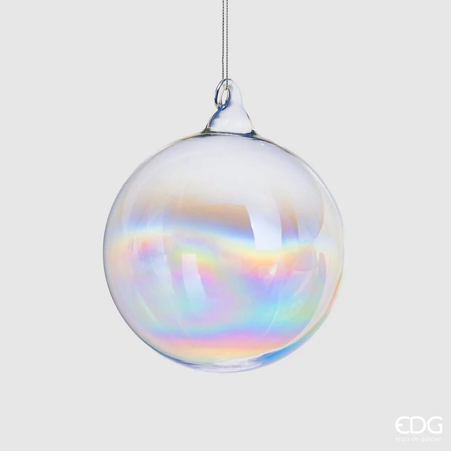 EDG Enzo De Gasperi Palla Natale Vetro Iride D 10 Cm Natural 1 Pz