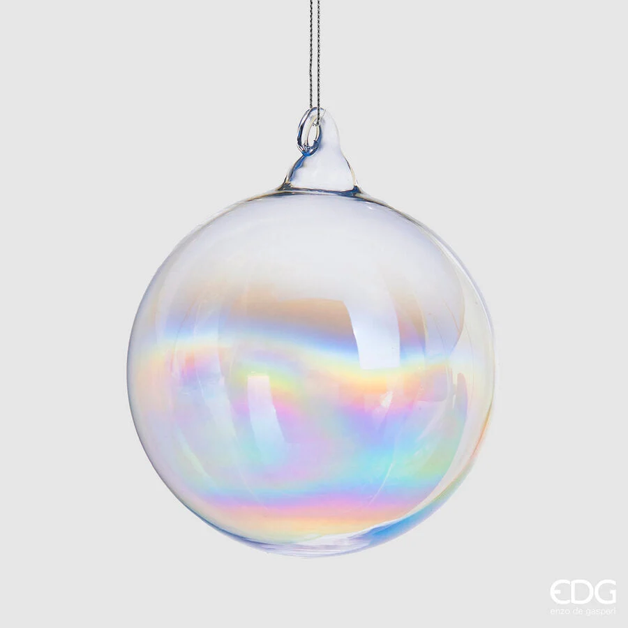 EDG Enzo De Gasperi Palla Natale Vetro Iride D 12 Cm Natural 1 Pz