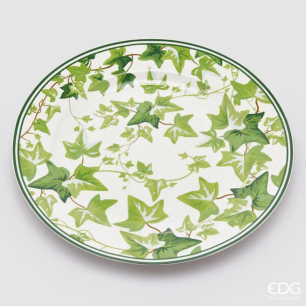 EDG Enzo De Gasperi Piatto da Portata H 2,5 Cm D 30 Cm Bianco e Verde