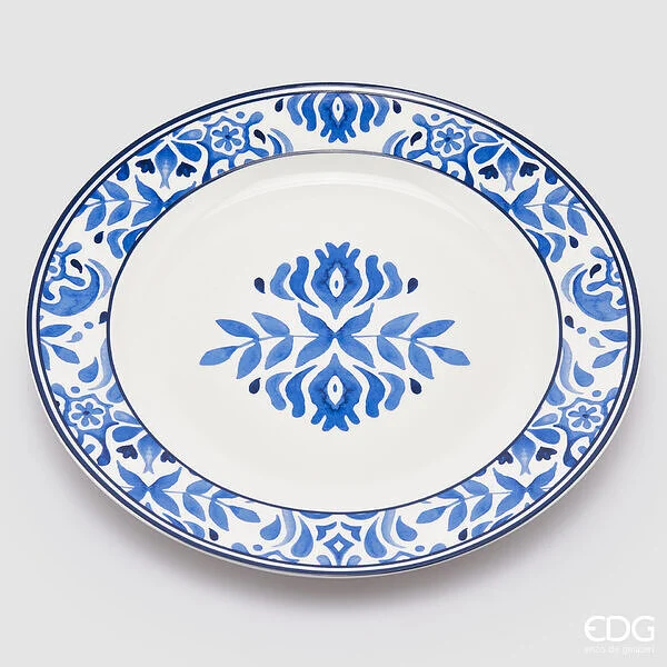 EDG Enzo De Gasperi Piatto da Portata H 2,5 Cm D 30 Cm Bianco Royal Blue