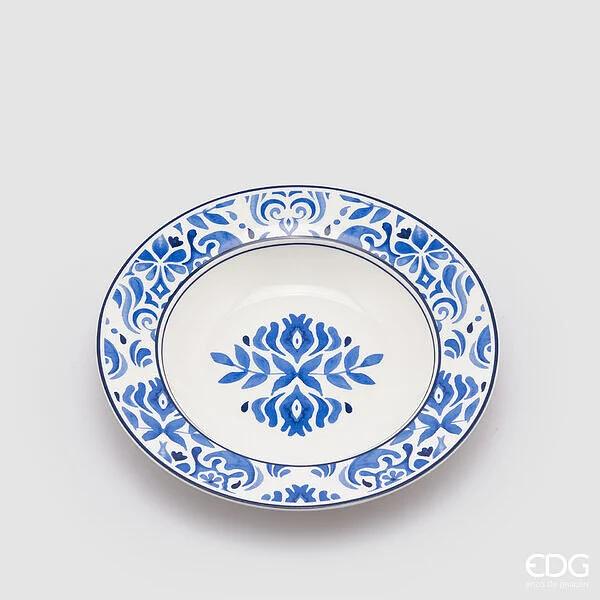 EDG Enzo De Gasperi Piatto Fondo H 3,5 Cm D 22 Cm Bianco Royal Blue