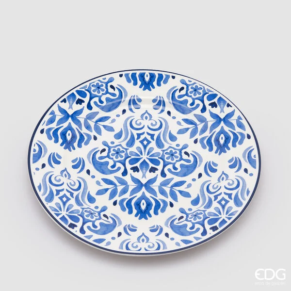 EDG Enzo De Gasperi Piatto Piano H 2 Cm D 27 Cm Bianco Royal Blue