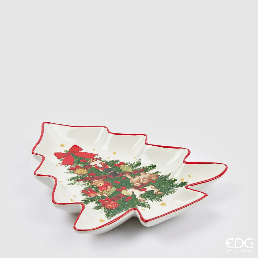 EDG Enzo De Gasperi Piatto Natale Xmas Pino H 3 Cm 25 x 30 Cm Green Red
